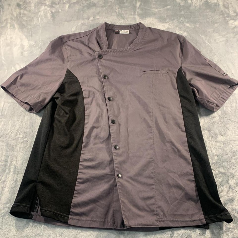 Grey and black chef's uniform‎